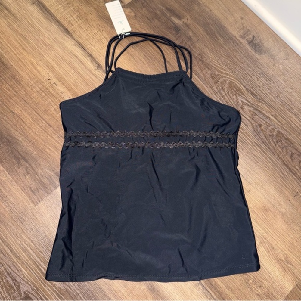 NWT BeachSissi Black High Neck Tankini Swimsuit Top